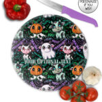 spooky halloween cows glass chopping board option to personalise