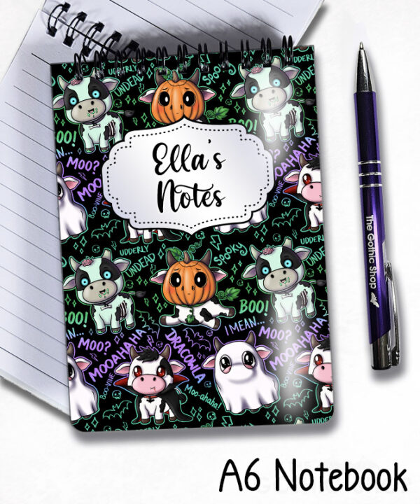 spooky halloween cows notebook journal option to personalise
