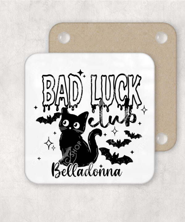 bad luck club black cat gothic witchy mug and/or coaster optional to personalise