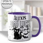 bad luck club black cat gothic witchy mug and/or coaster optional to personalise