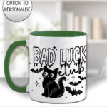 bad luck club black cat gothic witchy mug and/or coaster optional to personalise