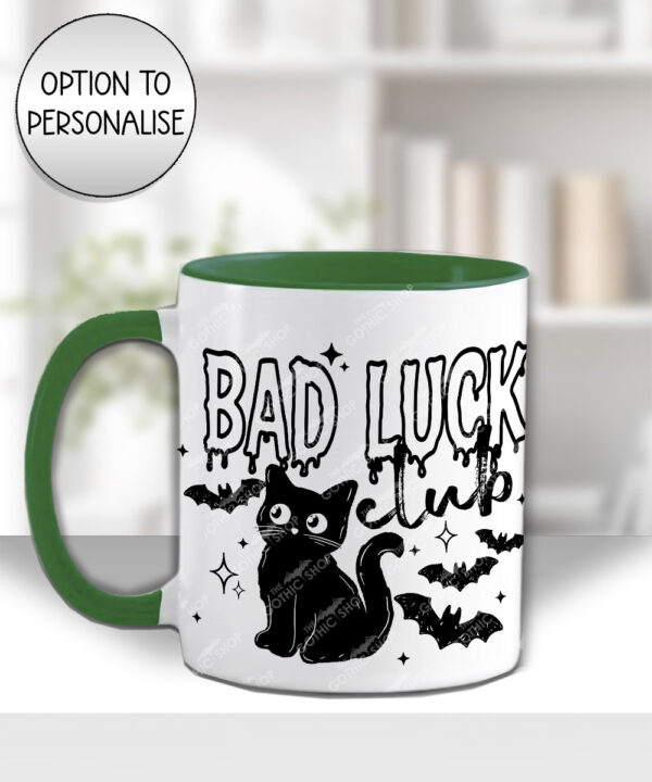 bad luck club black cat gothic witchy mug and/or coaster optional to personalise
