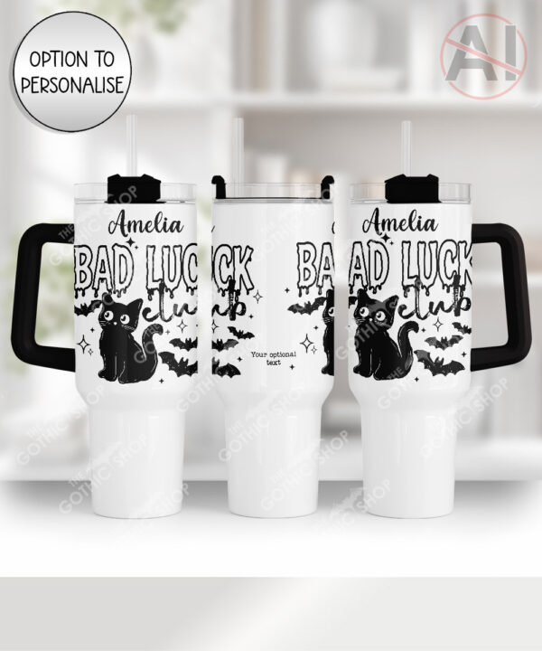 bad luck club black cat gothic witchy large 40oz tumbler with handle option to personalise