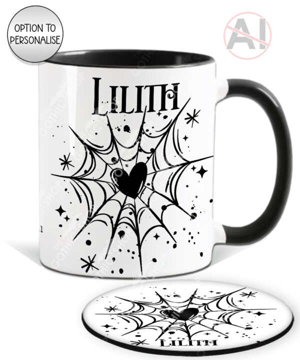 gothic heart web mug and/or coaster optional to personalise