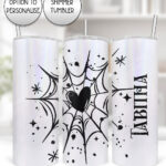 gothic heart web straight tumbler option to personalise