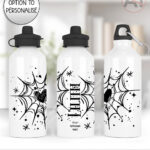 gothic heart web water bottle option to personalise