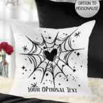 gothic heart web velvet cushion option to personalise