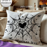 gothic heart web velvet cushion option to personalise