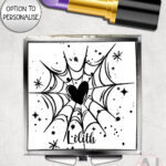 gothic heart web compact mirror option to personalise