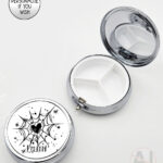 gothic heart web round pill box option to personalise