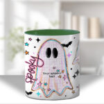 spooky pastel pink ghosts & stars halloween mug and/or coaster optional to personalise