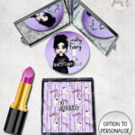 spooky pastel pink ghosts & stars halloween compact mirror option to personalise