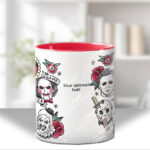 horror movie icons red flowers halloween mug and/or coaster optional to personalise