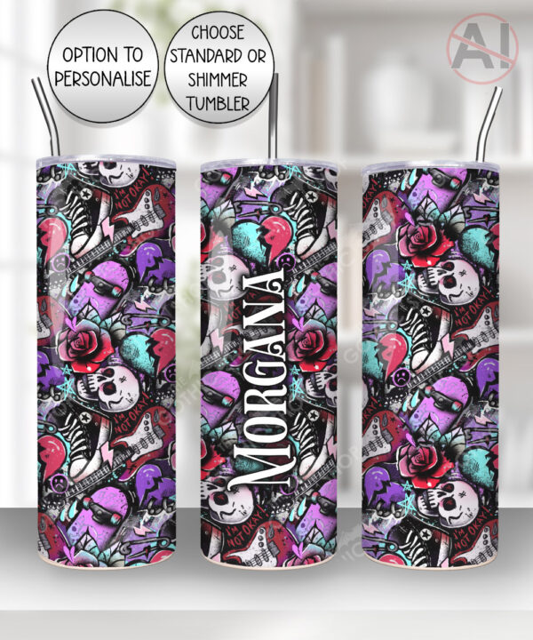 emo graffiti skulls gothic straight tumbler option to personalise