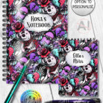 emo graffiti skulls gothic notebook journal option to personalise