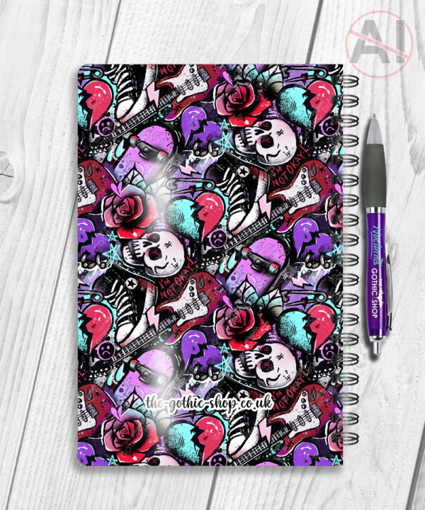 emo graffiti skulls gothic notebook journal option to personalise