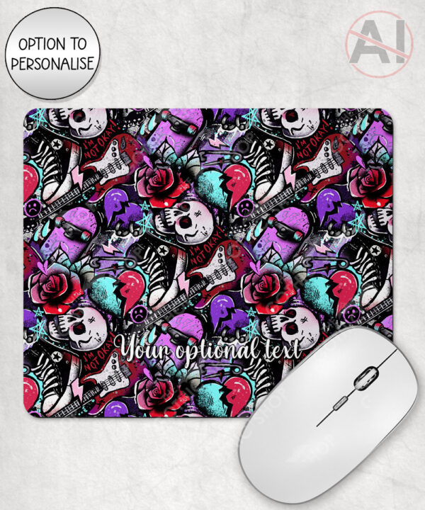 emo graffiti skulls gothic mouse mat option to personalise
