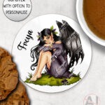 fae gothic bat wing fairy mug and/or coaster optional to personalise
