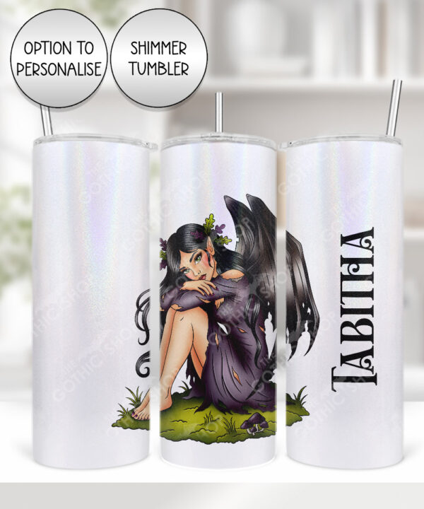 fae gothic bat wing fairy straight tumbler option to personalise