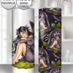fae gothic bat wing fairy straight tumbler option to personalise