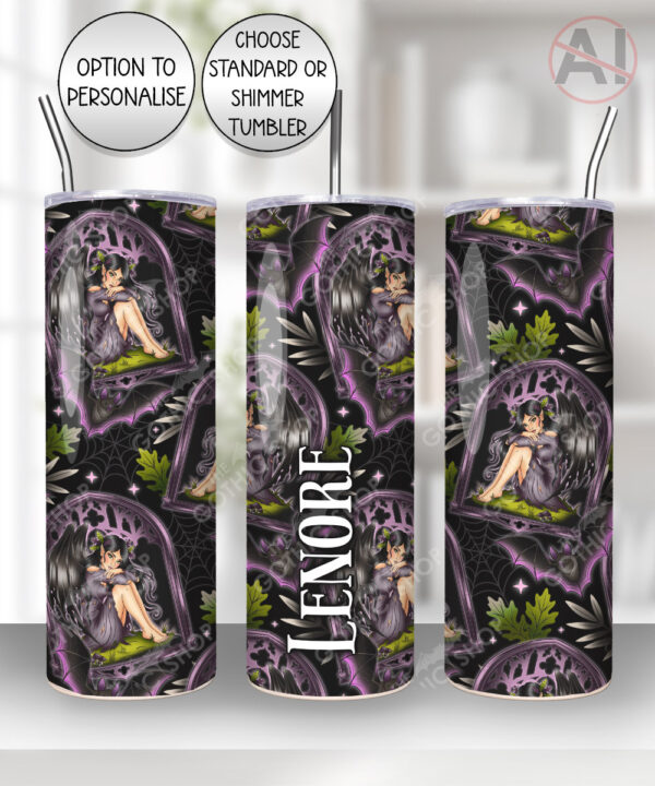 fae gothic bat wing fairy straight tumbler option to personalise
