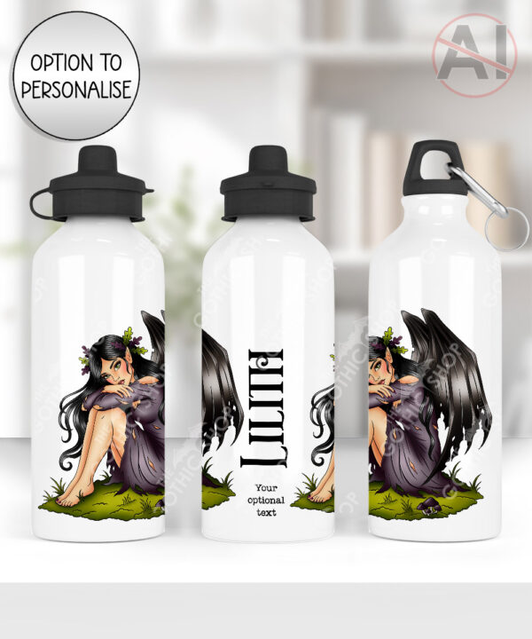fae gothic bat wing fairy water bottle option to personalise