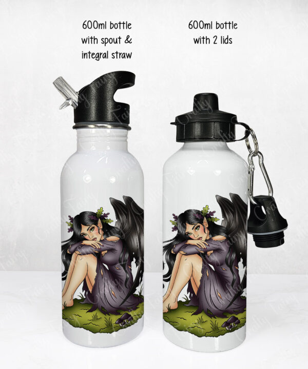 fae gothic bat wing fairy water bottle option to personalise