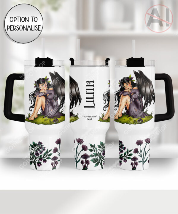 fae gothic bat wing fairy large 40oz tumbler with handle option to personalise