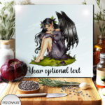fae gothic bat wing fairy glass chopping board option to personalise