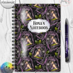 fae gothic bat wing fairy notebook journal option to personalise