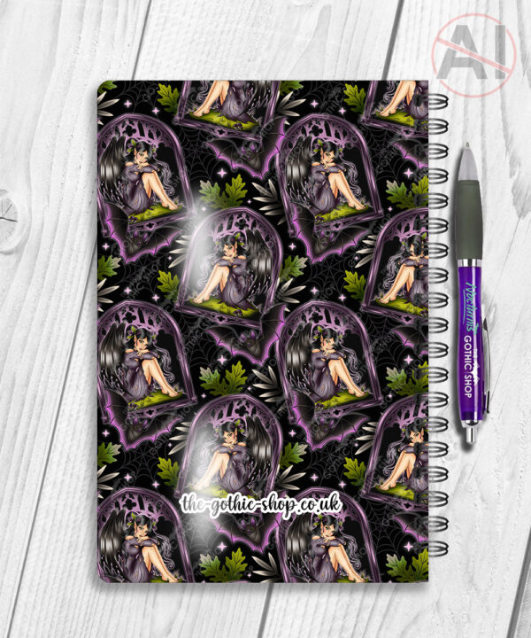 fae gothic bat wing fairy notebook journal option to personalise