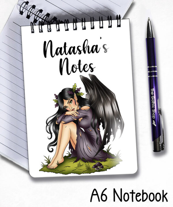 fae gothic bat wing fairy notebook journal option to personalise