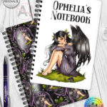 fae gothic bat wing fairy notebook journal option to personalise