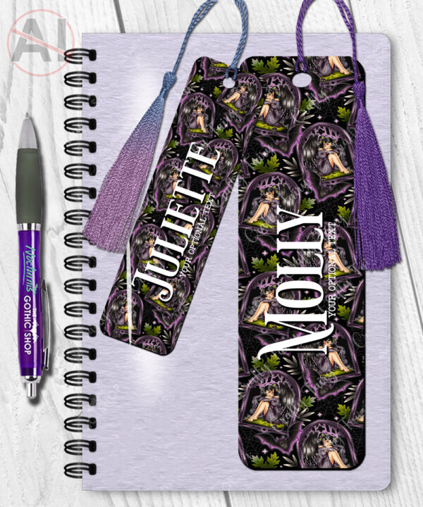 fae gothic bat wing fairy metal bookmark option to personalise