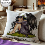 fae gothic bat wing fairy velvet cushion option to personalise