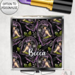 fae gothic bat wing fairy compact mirror option to personalise