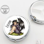 fae gothic bat wing fairy round pill box option to personalise