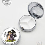 fae gothic bat wing fairy round pill box option to personalise