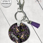 fae gothic bat wing fairy keyring option to personalise