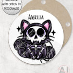 skelly cat & balls of wool gothic mug and/or coaster optional to personalise