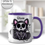 skelly cat & balls of wool gothic mug and/or coaster optional to personalise