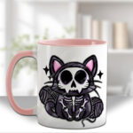 skelly cat & balls of wool gothic mug and/or coaster optional to personalise