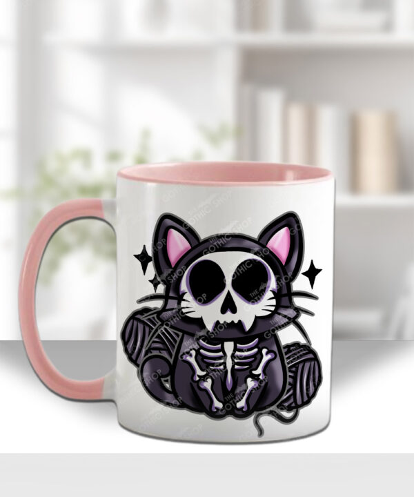 skelly cat & balls of wool gothic mug and/or coaster optional to personalise