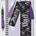 skelly cat & balls of wool gothic metal bookmark option to personalise