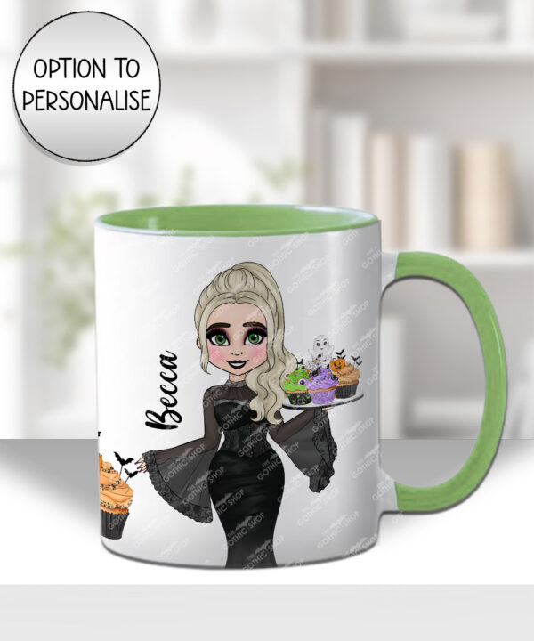 goth lady spooky cupcakes halloween mug and/or coaster optional to personalise