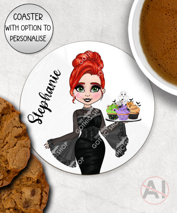 goth lady spooky cupcakes halloween mug and/or coaster optional to personalise