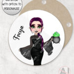 goth lady with spooky cauldron halloween mug and/or coaster optional to personalise