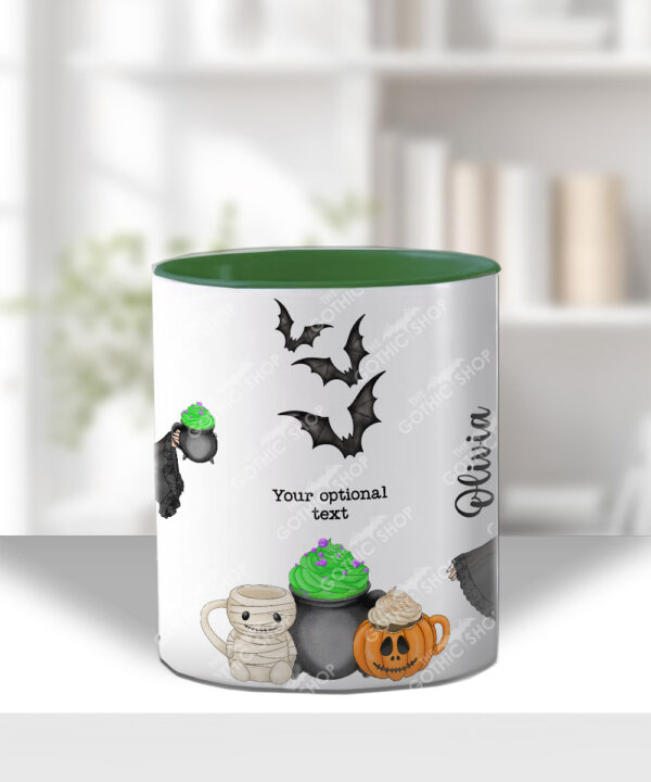 goth lady with spooky cauldron halloween mug and/or coaster optional to personalise