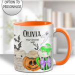personalised halloween mug and/or coaster – cute spooky mugs halloween gift