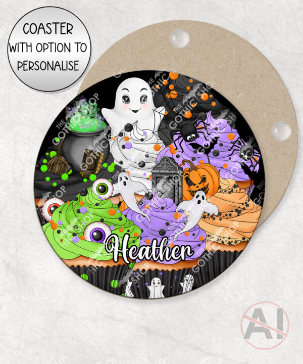 cute spooky cupcakes personalised halloween mug and/or coaster